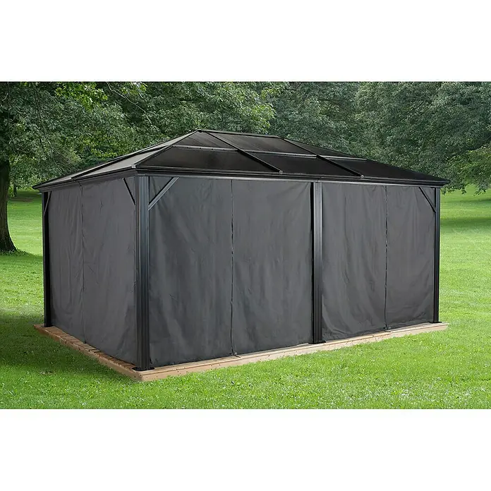 Sojag Pavillon Meridien 12 x 16 - L x B x H: 485 x 365 x 270 cm, Anthrazit, Walmdach - Stimmungsaufnahme