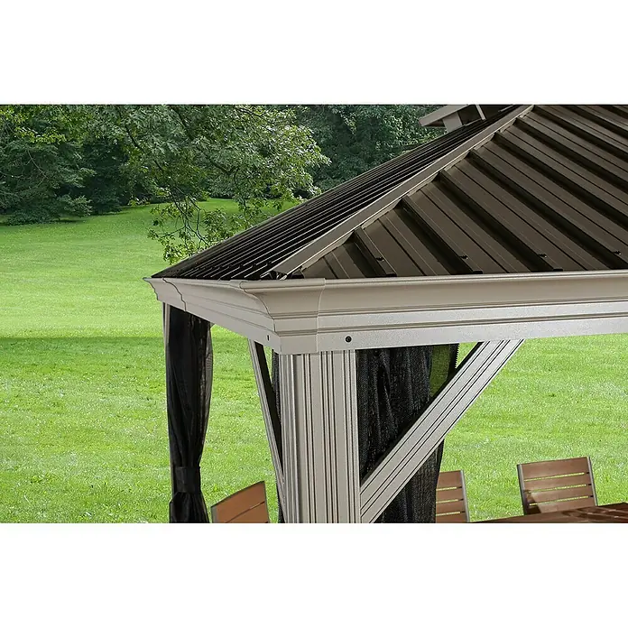 Sojag Pavillon Messina 10 x 12 - L x B x H: 363 x 298 x 292 cm, Champagner, Walmdach - Detailaufnahme