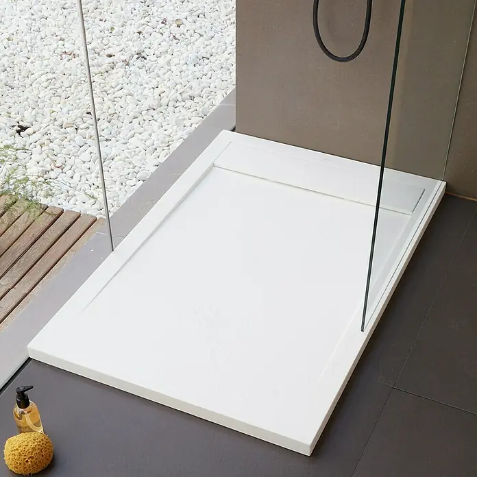 Tuš kada New York - D x Š: 100 x 80 cm, Kompozitni materijal, Bijele boje - Živopisni prikaz