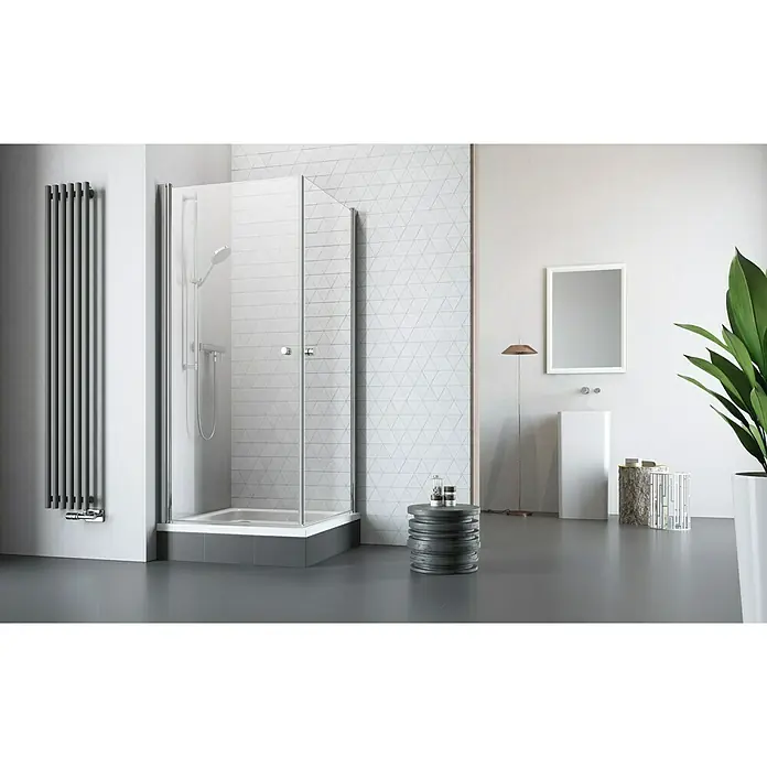 Corniche Kutna tuš kabina Light - 90 x 90 x 190 cm, Debljina: 5 mm, Srebrne boje - Živopisni prikaz