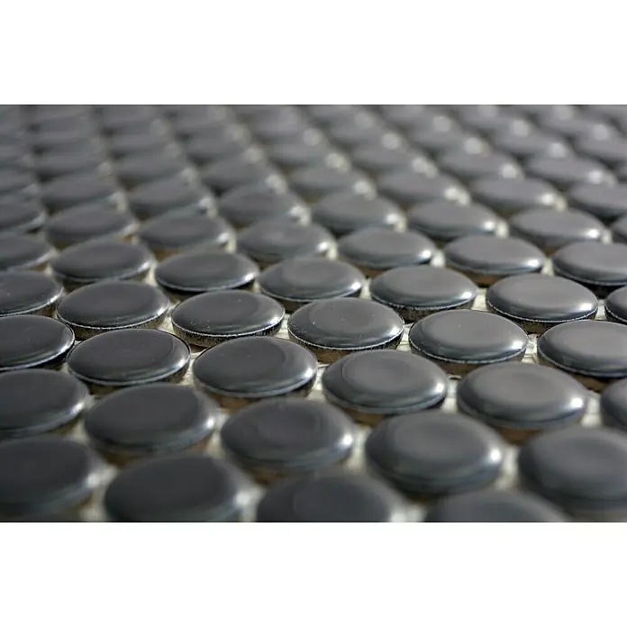 Mosaikfliese Knopf Uni 890 - 31,9 x 30,6 cm, Schwarz, Glänzend - Detailaufnahme