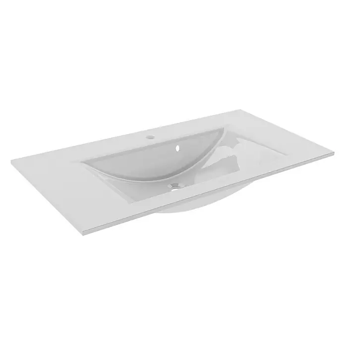 Camargue Stella Einbauwaschbecken - 100 x 50,1 cm, Glas, Weiß - Linke Seitenansicht