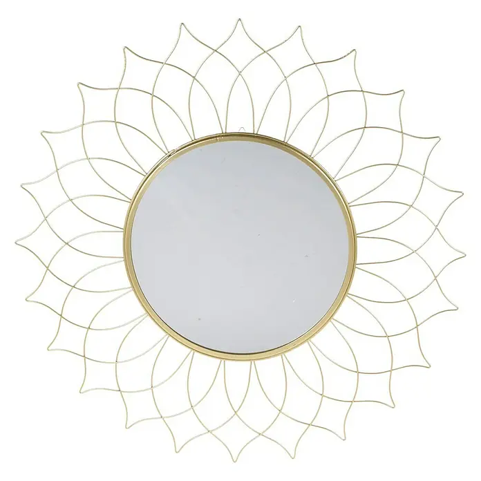 Spiegel rund Sonne - Durchmesser: 50 cm, Gold, Metall - Vorderansicht