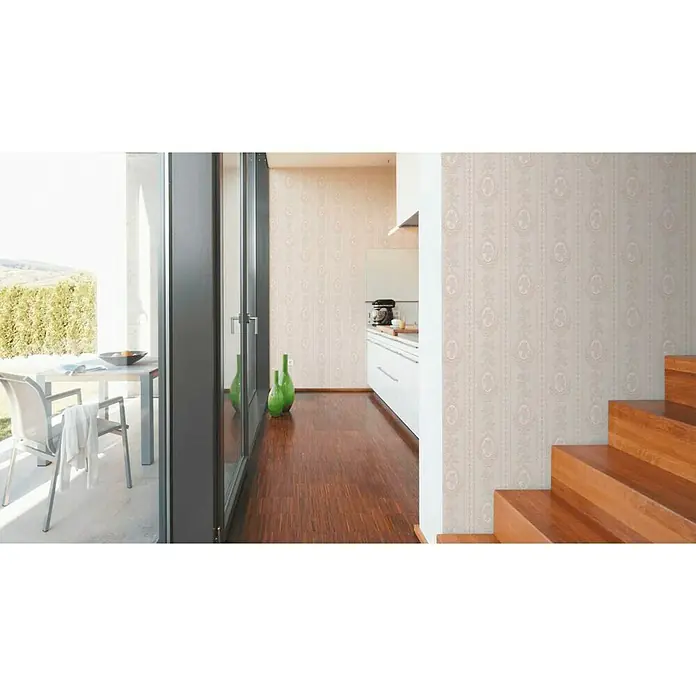 AS Creation Strukturtapete Belle Epoque - Beige/Creme/Weiß, Ornament, L x B: 10,05 x 0,53 m