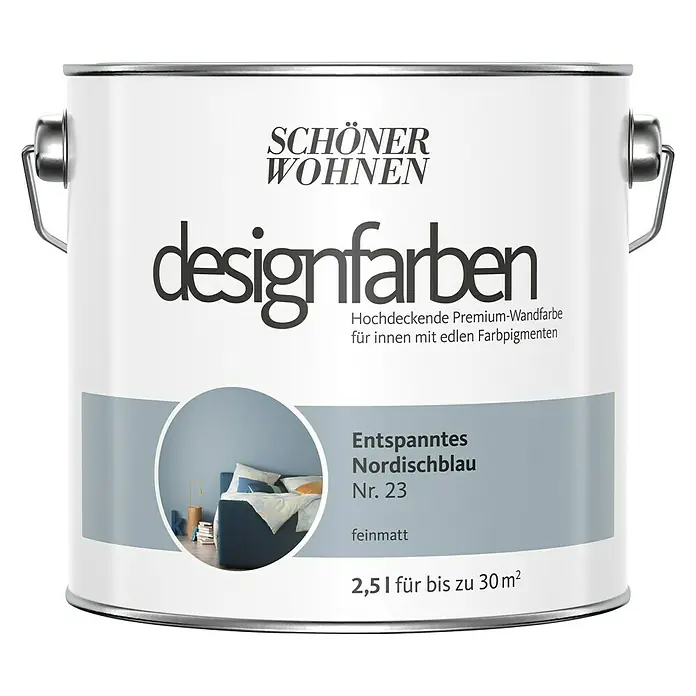 SCHÖNER WOHNEN-Farbe Wandfarbe Designfarbe - Entspanntes Nordischblau, 2,5 l, Matt - Vorderansicht
