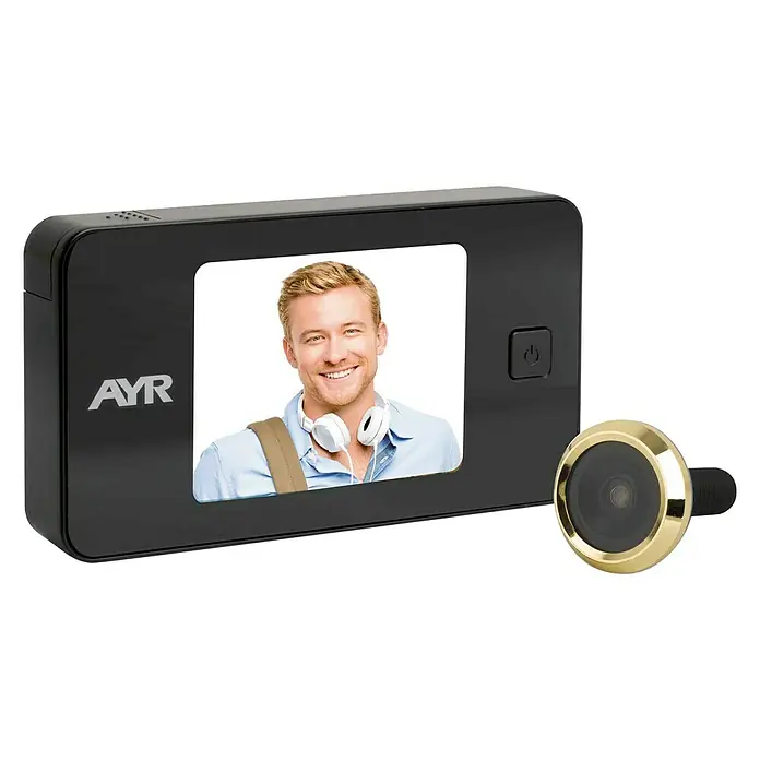 AYR Zebra Mirilla digital 752 - Grosor de puerta: 38 mm - 110 mm, Tipo de pantalla: 3.2” TFT, Negro/Latón