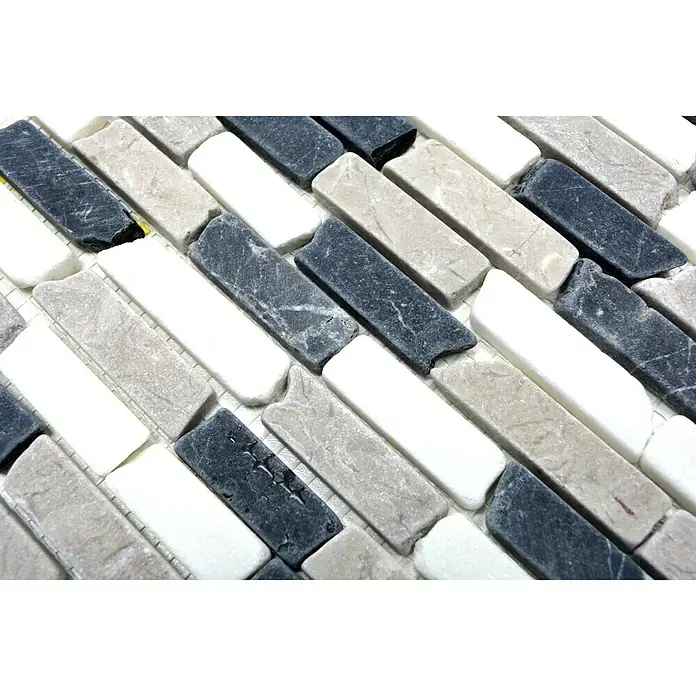 Mosaikfliese MOS BRICK 1125 - 32,2 x 30,5 cm, Grau/Schwarz, Matt - Detailaufnahme