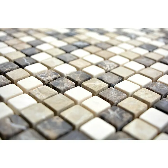 Mozaïektegel Quadrat Mix MOS 15/95 - 30,5 x 30,5 cm, Bruin/Beige, Mat - Close-up