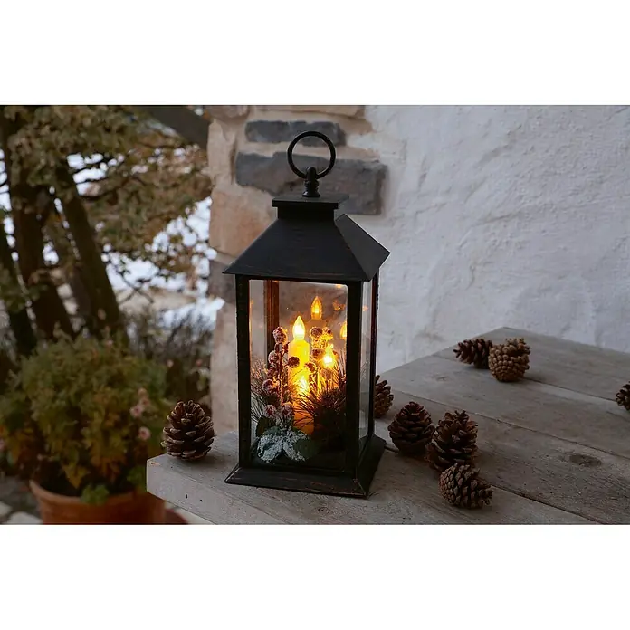 LED-Laterne Clara - L x B x H: 14 x 14 x 30 cm, 4 - 8 h Timer, Batteriebetrieben, Außen