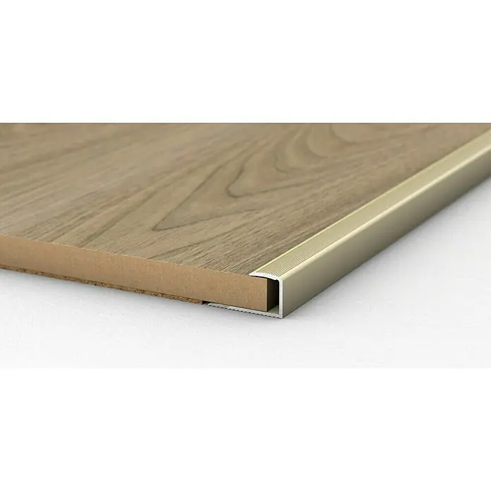 LOGOCLIC Endprofil 253 - Gold, 0,9 m x 24 mm x 17 mm, Montageart: Kleben - Detailaufnahme