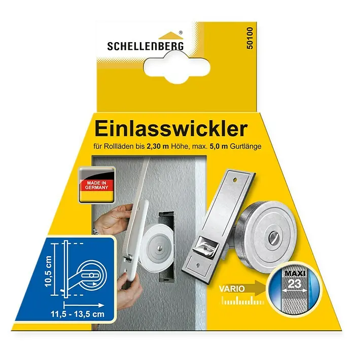 Schellenberg Rollladen-Gurtwickler Maxi - Lochabstand: 105 mm, Gurtbreite: 23 mm, Max. Gurtlänge: 5 m