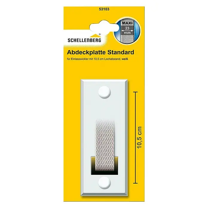 Schellenberg Abdeckplatte Standard - Weiß, Lochabstand: 105 mm, Gurtbreite: 23 mm