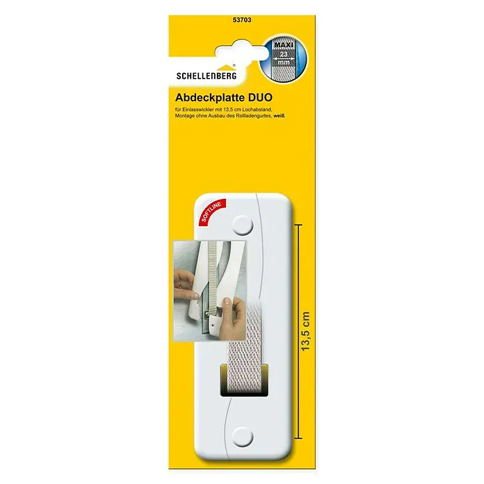 Schellenberg Abdeckplatte Softline - 184 x 64 x 9 mm, Lochabstand: 135 mm, Weiß
