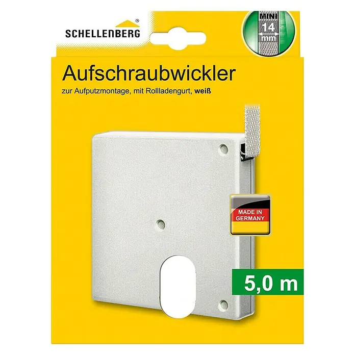 Schellenberg Aufschraubwickler Mini - 120 x 22 x 120 mm, Geeignet für: Rollladen-Mini-Systeme, Weiß