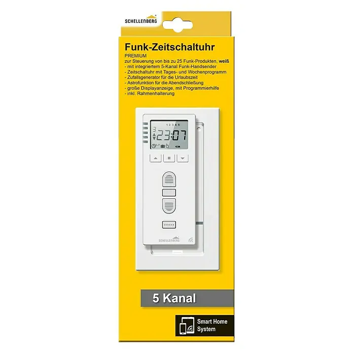 Schellenberg Funk-Zeitschaltuhr Premium - Unterstützte Systeme: Abus Smart Friends System, Geeignet für: 25 Funk-Motoren