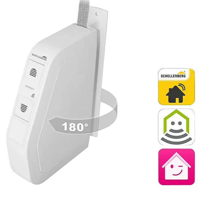Schellenberg Funk-Rollladen-Gurtwickler Rollo Drive 75 Premium - L x B x H: 155 x 37 x 199 mm, Gurtbreite: 14 mm - 15 mm, Zugkraft: 30 kg, Unterstützte Systeme: Abus Smart Friends System