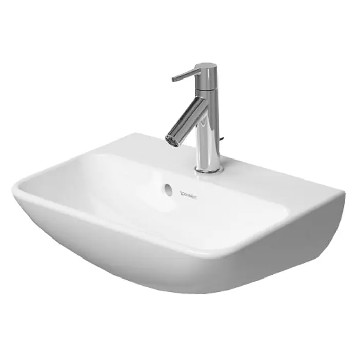 Duravit ME by Starck Waschbecken - 45 x 32 cm, Mit schmutzabweisender Glasur, Hahnloch: Mitte, Mit Überlauf, Weiß - Vorderansicht