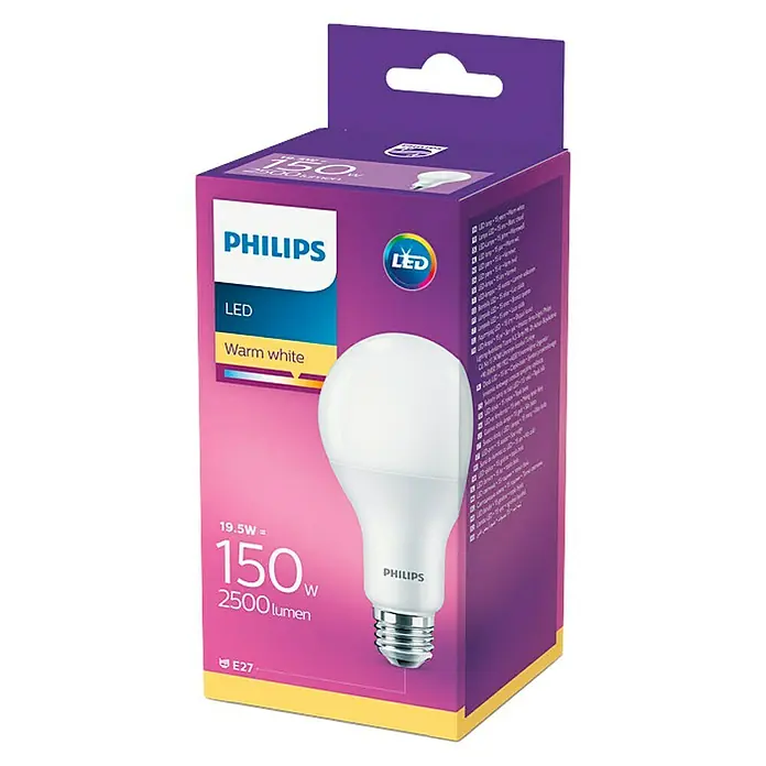 Philips Bombilla LED - 19,5 W, E27, Color de luz: Blanco cálido, No regulable, Redonda