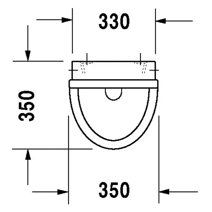 Duravit Starck 3 Urinal - Mit Spülrand, Unbeschichtet, Zulauf: Hinten, Absaugspülung, Farbe: Weiß, Mit Zielobjekt - Skizze