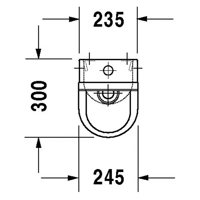 Duravit Starck 3 Urinal - Ohne Spülrand, Mit antibakterieller Glasur, Zulauf: Oben, Druckspülung, Weiß, Ohne Zielobjekt - Skizze