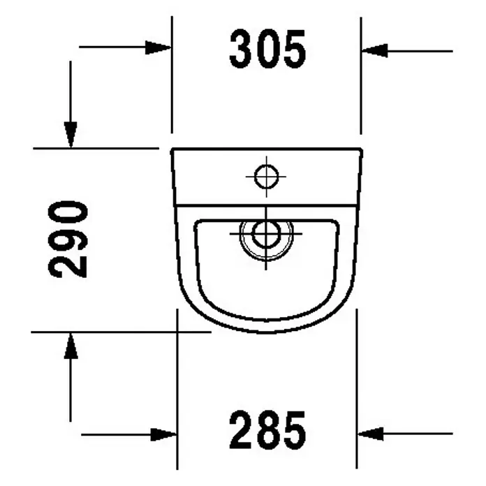 Duravit D-Code Urinal - Mit antibakterieller Glasur, Zulauf: Oben, Druckspülung, Farbe: Weiß, Mit Zielobjekt - Skizze