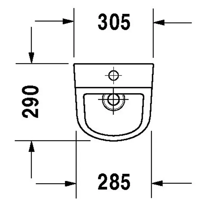 Duravit D-Code Urinal - Unbeschichtet, Zulauf: Oben, Druckspülung, Farbe: Weiß, Mit Zielobjekt - Skizze
