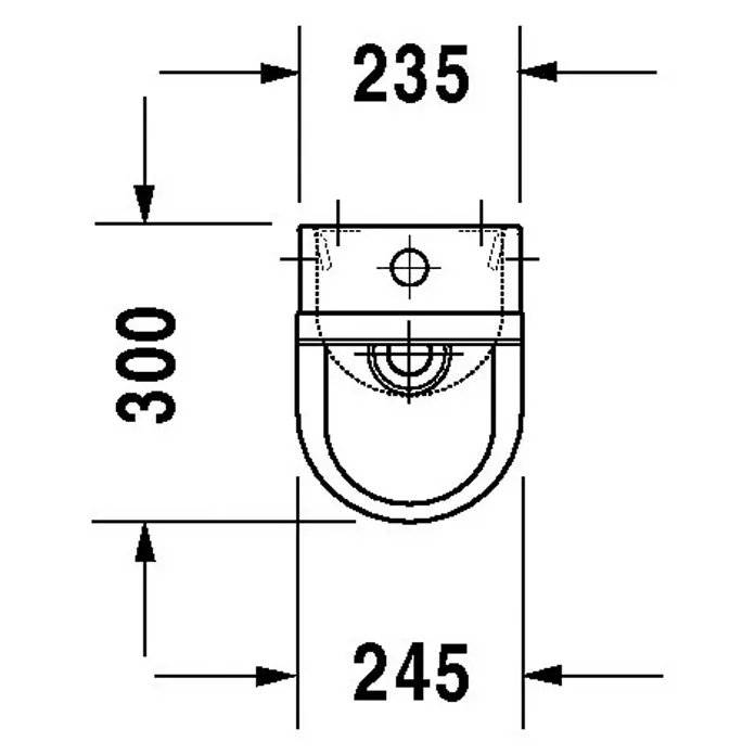 Duravit Starck 3 Urinal - Ohne Spülrand, Unbeschichtet, Zulauf: Oben, Druckspülung, Weiß, Ohne Zielobjekt - Skizze