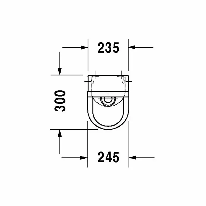 Duravit Starck 3 Urinal - Ohne Spülrand, Unbeschichtet, Zulauf: Hinten, Absaugspülung, Weiß, Mit Zielobjekt - Skizze