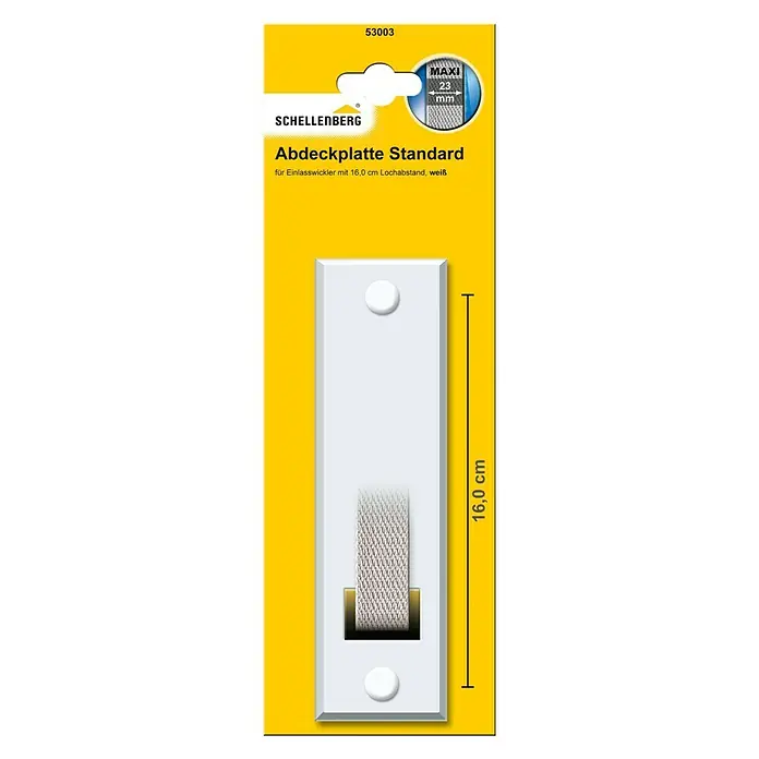 Schellenberg Abdeckplatte Standard - Weiß, Lochabstand: 160 mm, Gurtbreite: 23 mm