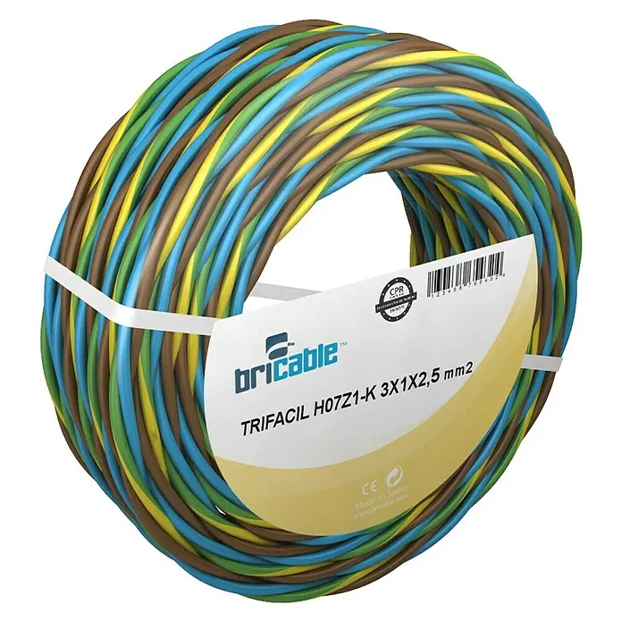 Bricable Cable unipolar Trifacil - H07Z1-K1x2,5, 25 m, Multicolor