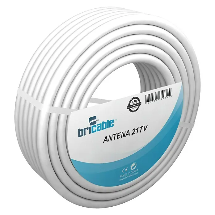 Bricable Cable coaxial antena 21TV - 25 m, 21 VATC, Blanco
