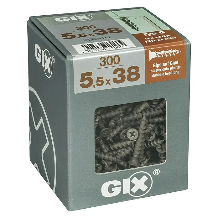 Spax Trockenbauschraube GIX G - Durchmesser: 5,5 mm, Länge: 38 mm, Trompetenkopf, 300 Stk. - Linke Seitenansicht