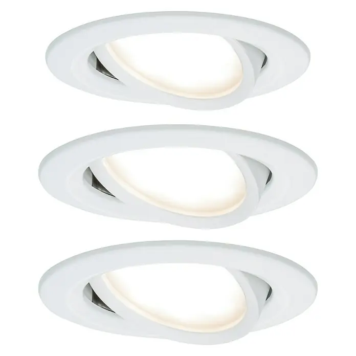 Paulmann LED-Einbauleuchten-Set Nova - 6,5 W, Weiß, 3 Stk., Warmweiß, Durchmesser: 8,4 cm - Vorderansicht
