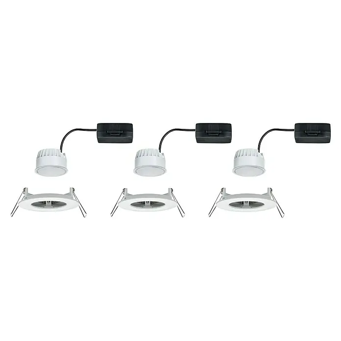 Paulmann LED-Einbauleuchten-Set Nova - 6,5 W, Weiß, 3 Stk., Warmweiß, Durchmesser: 7,8 cm