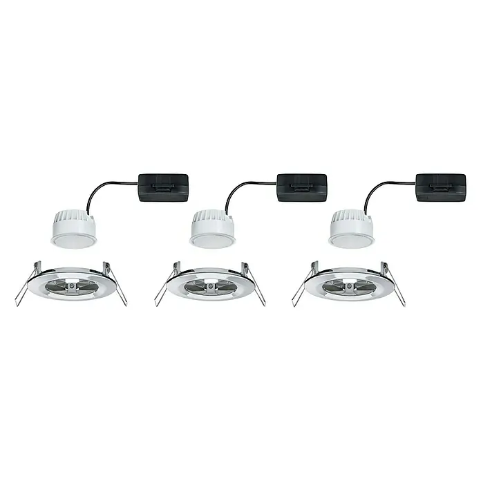 Paulmann LED-Einbauleuchten-Set Nova - 6,5 W, Chrom, 3 Stk., Warmweiß, Durchmesser: 7,8 cm