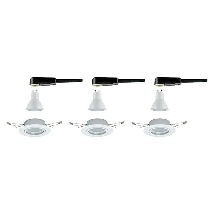 Paulmann LED-Einbauleuchten-Set Base - 5 W, Weiß, 3 Stk., Warmweiß