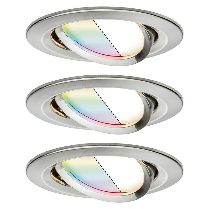 Paulmann LED-Einbauleuchten-Set Coin - 2 W, Eisen gebürstet, RGBW - Vorderansicht