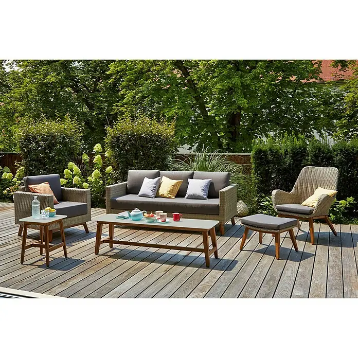Sunfun Anika Gartensessel - Breite: 80 cm, Polyrattan, Lichtgrau