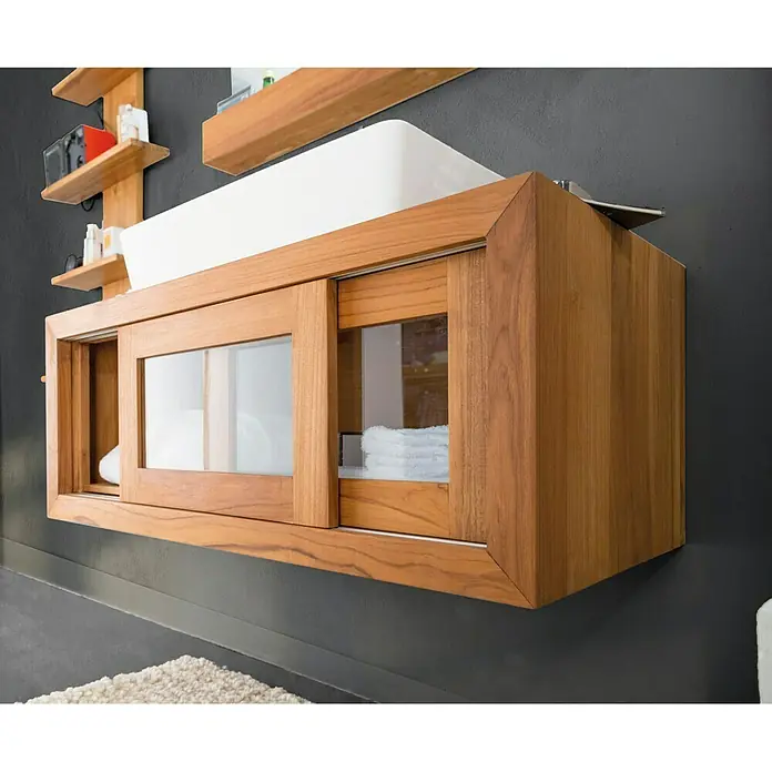 Cipì Mueble de lavabo Top - L x An x Al: 50 x 100 x 40 cm, Teca, Mate