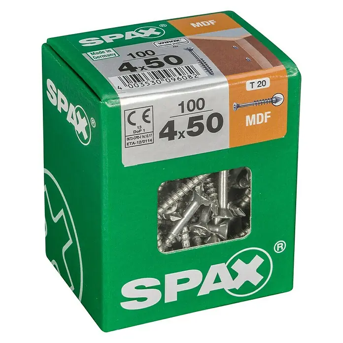 Spax MDF-Schraube T-STAR plus - 4 x 50 mm, WIROX Oberfläche, 100 Stk., Teilgewinde - Linke Seitenansicht