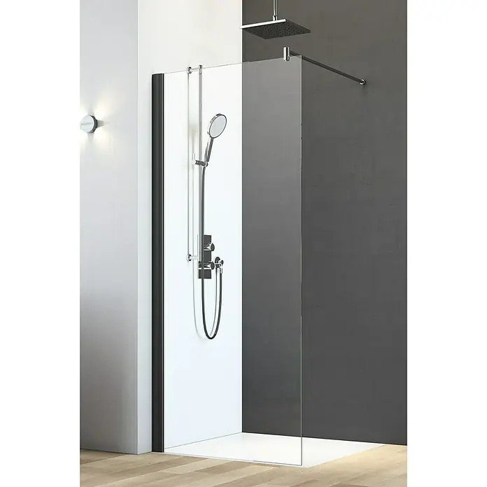 Camargue Vario Tuš stijena B 5 - 75 x 195 cm, Premazano, Debljina: 6 mm, Crne boje - Pogled sprijeda