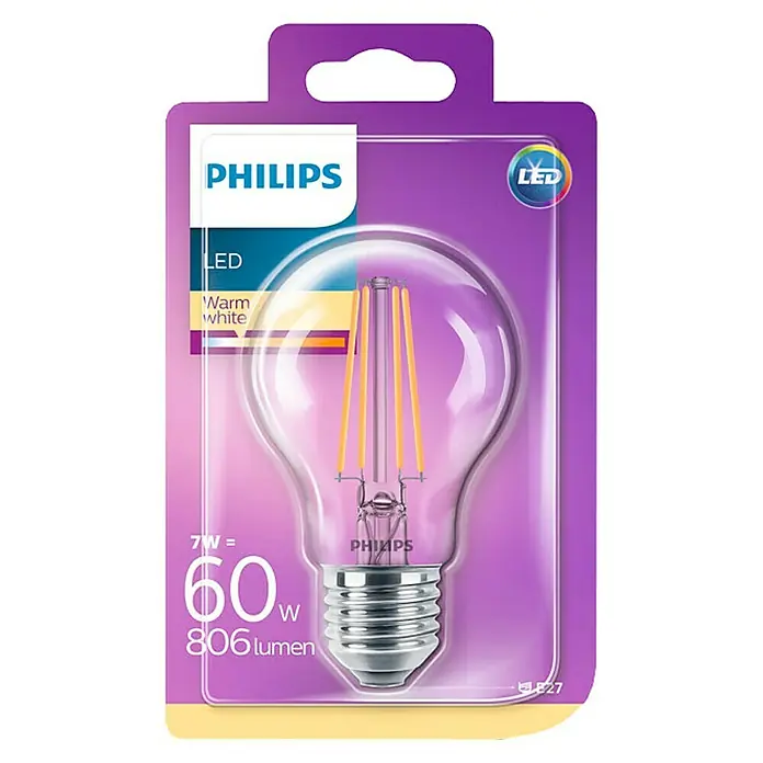 Philips Bombilla LED Vintage - 7 W, E27, Color de luz: Blanco cálido, No regulable, Redonda