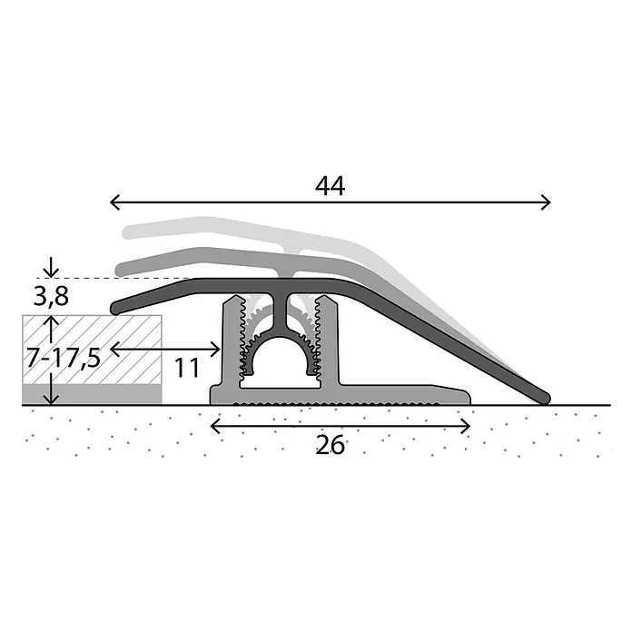 LOGOCLIC Anpassprofil 307 - Sahara, 0,9 m x 44 mm, Montageart: Stecken - Detailaufnahme