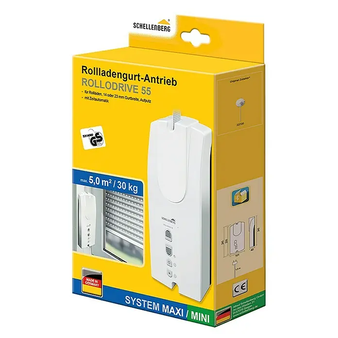 Schellenberg Rollladen-Gurtwickler Rollo Drive 55 - Aufputz, Gurtbreite: 14 mm - 23 mm, 230 mm