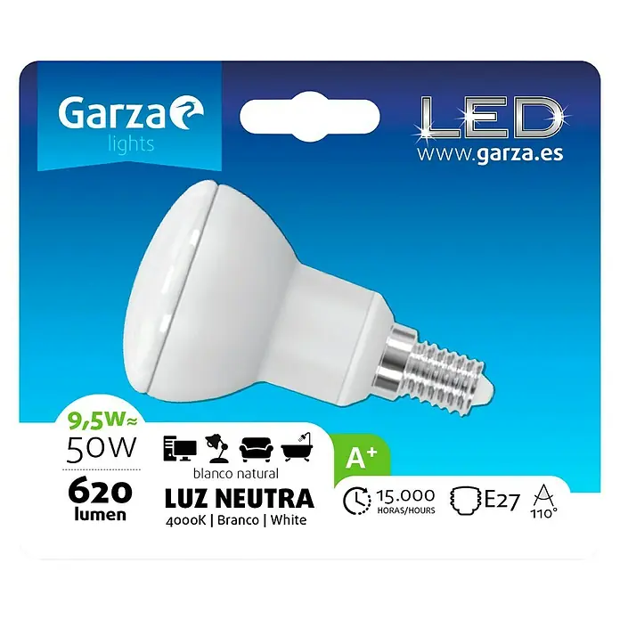 Garza Bombilla reflectora LED - 9,5 W, E27, 110 °, Color de luz: Blanco neutro, No regulable