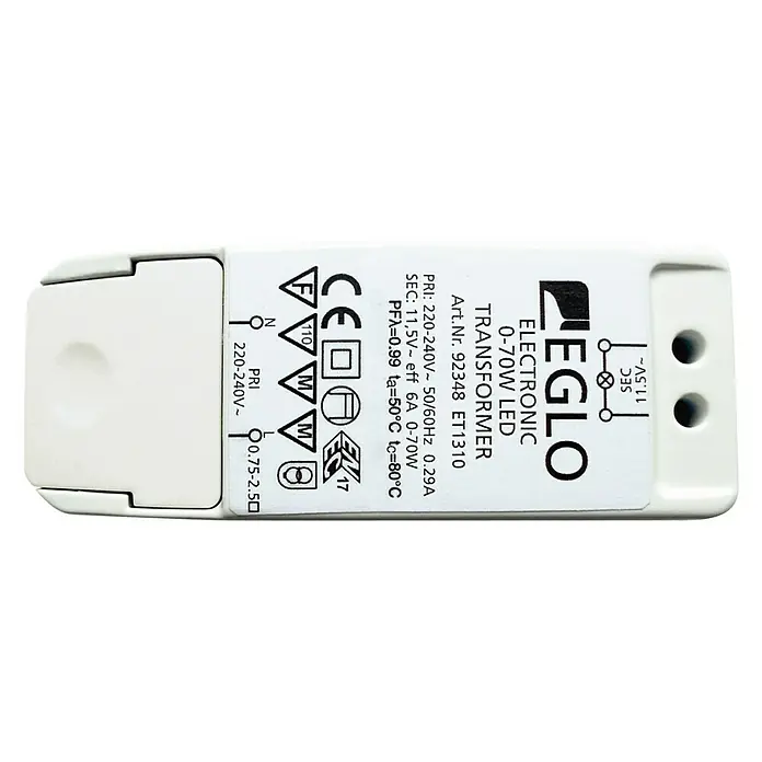 Eglo Led-transformator - 0 W - 70 W, 230 V, Wit, Dimbaar - Vooraanzicht