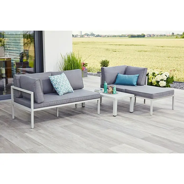 Sunfun Hannah Set lounge namještaja - 3-dij., Aluminij, Svijetlosive boje