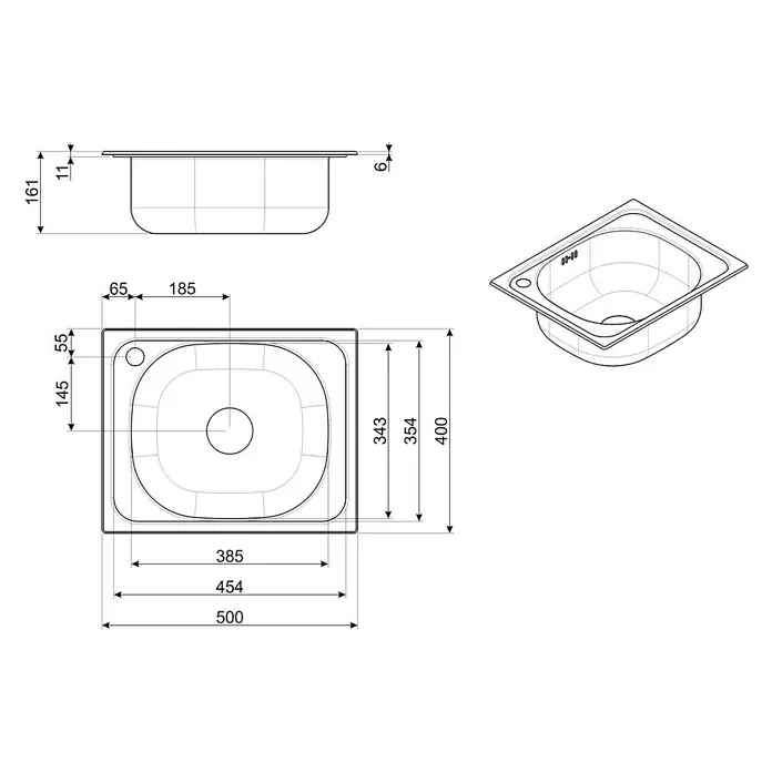 Smeg Fregadero encastrable LYP401FD derecha - L x An: 40 x 50 cm, Acero inoxidable