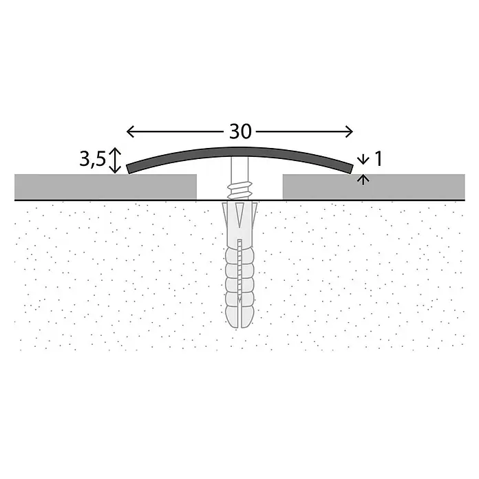 LOGOCLIC Übergangsprofil 124 - 1 m x 30 mm, Montageart: Schrauben - Detailaufnahme