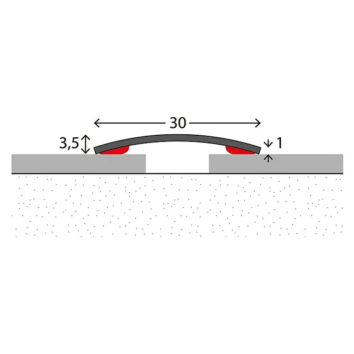 LOGOCLIC Prehodni profil 110 - Plemenito jeklo sijaj, 0,9 m x 30 mm x 3,5 mm, Vrsta montaže: Lepljenje, Neperforirana - Posnetek od blizu
